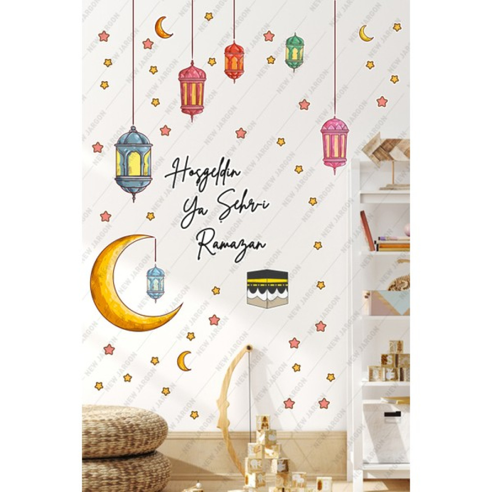 New Jargon Hoşgeldin Ramazan Sticker Seti - Ramazan Ayı Temalı Cam Duvar Süsleri Çocuk Odası, Bebek Odası Duvar Diğer Fiyatı