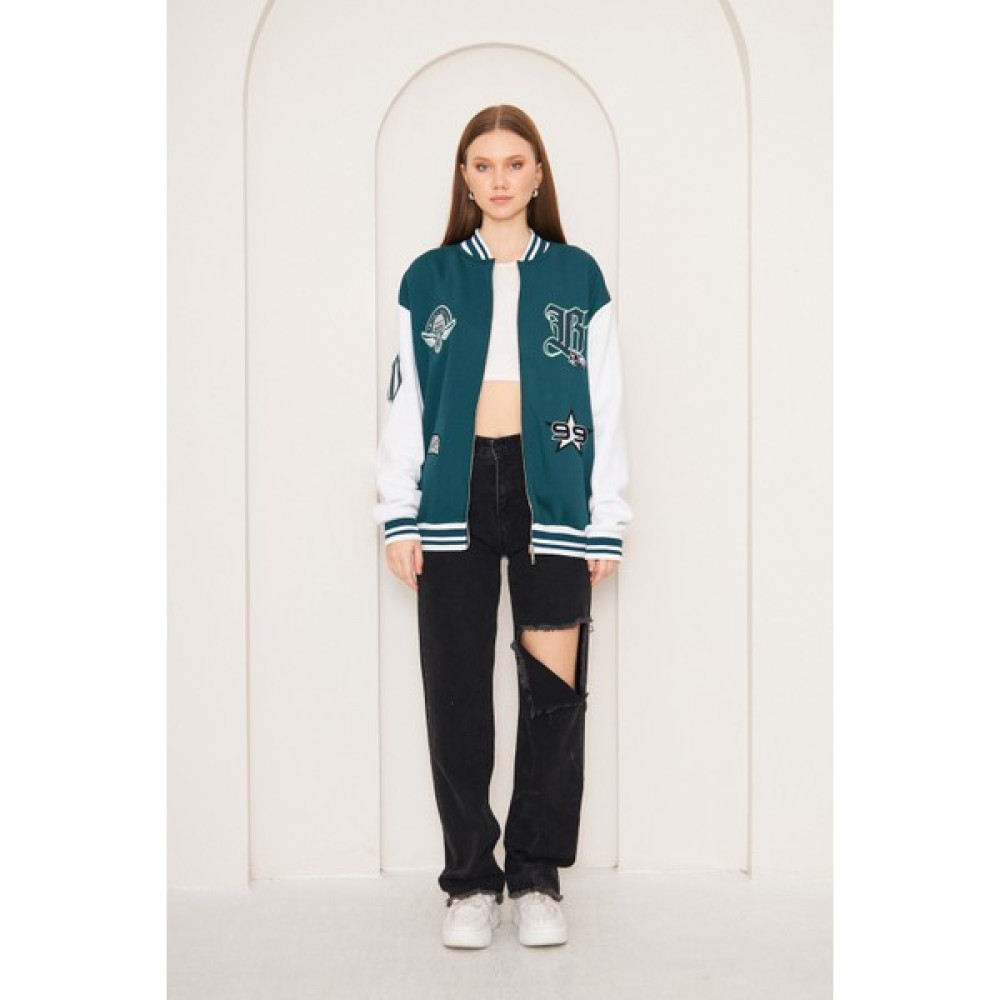 New Laker Unisex Oversize Yeşil Owners Club Bomber Kolej Ceket Bayan Ceket Fiyatı
