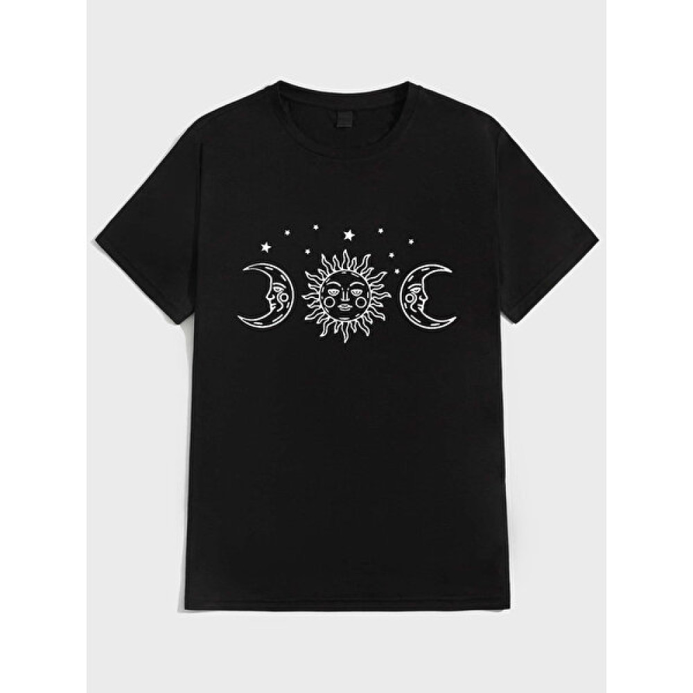 New Moda Ay Baskılı Unisex T-Shirt Erkek T-shirt Fiyatı