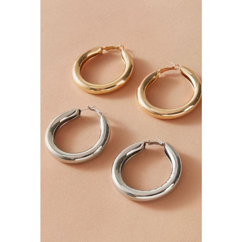 New Obsessions Boru Halka Küpe Seti 4lü Set 3 cm Beden Bijuteri Küpe Fiyatı