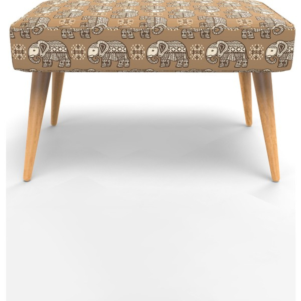 New Old Dikdörtgen Puf Masif Iskelet ve Ayaklar Dokuma Kumaş Kahverengi - 43 x 72 cm Puf Fiyatı