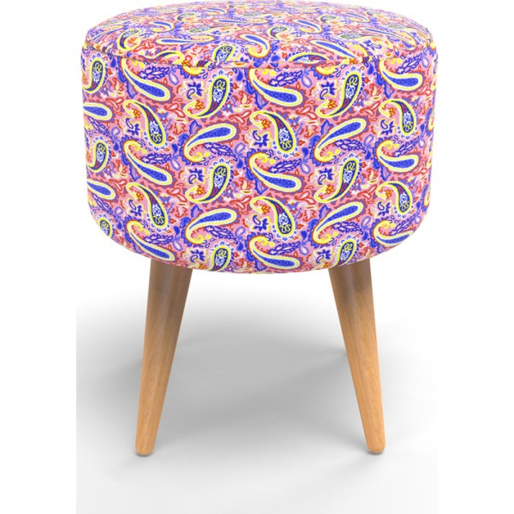 New Old Silindir Puf Masif Iskelet ve Ayaklar Dokuma Kumaş Pembe - 39 x 47 cm Puf Fiyatı