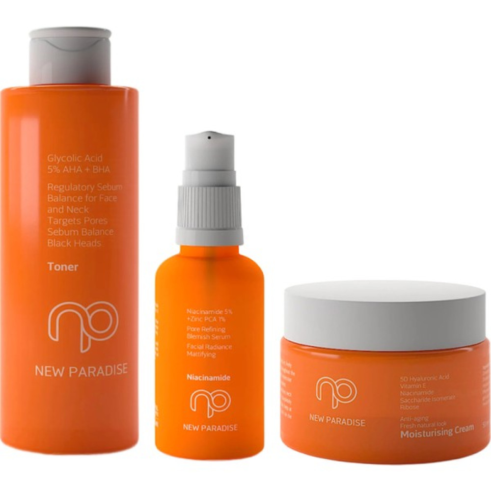 New Paradise Akne ve Sivilce Karşıtı Bakım Seti (Tonik 200 ml, Niacinamide Serum 30 ml, Moisturising Cream 50 ml) Cilt ve Yüz Bakımı Fiyatı