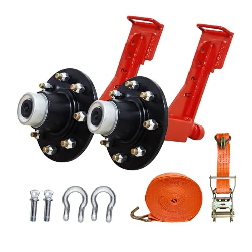 New Upgrade 2Pack Shipping Container Wheels 8-Lug Wheels Kit |Shipping Container axle with Ratchet Tie Down-Moves 20ft - 40ft. Marine containers | Marine Container Accessories