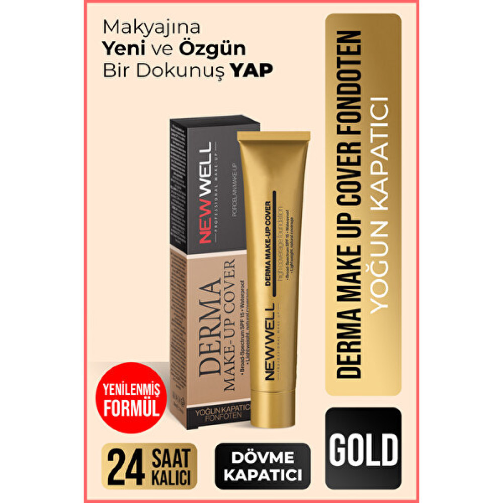 New Well Derma Makeup Cover Yoğun Kapatıcı Fondöten - 01 Gold Fondötenler Fiyatı