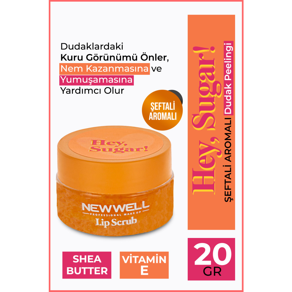 New Well Hey Sugar! Şeftali Aromalı Dudak Peelingi 20gr Dudak Bakımı / Koruyucu Fiyatı