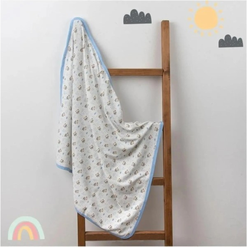 New World Ayıcıklı Penye Bebek Battaniye 80x90 cm - Mavi Bebek Battaniyesi Fiyatı