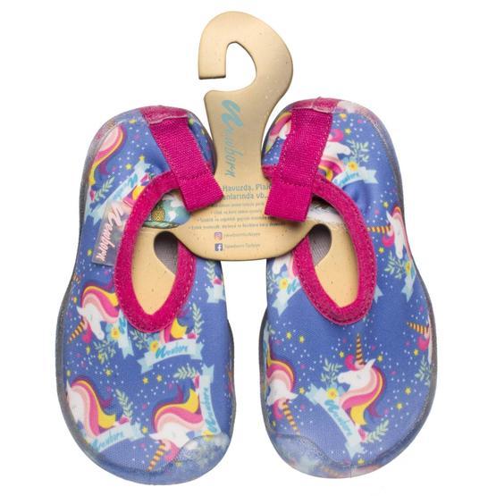 Newborn NAQ2010 Aqua Unicorn Açık Turkuaz Sarı Siyah Kız Çocuk Terlik
