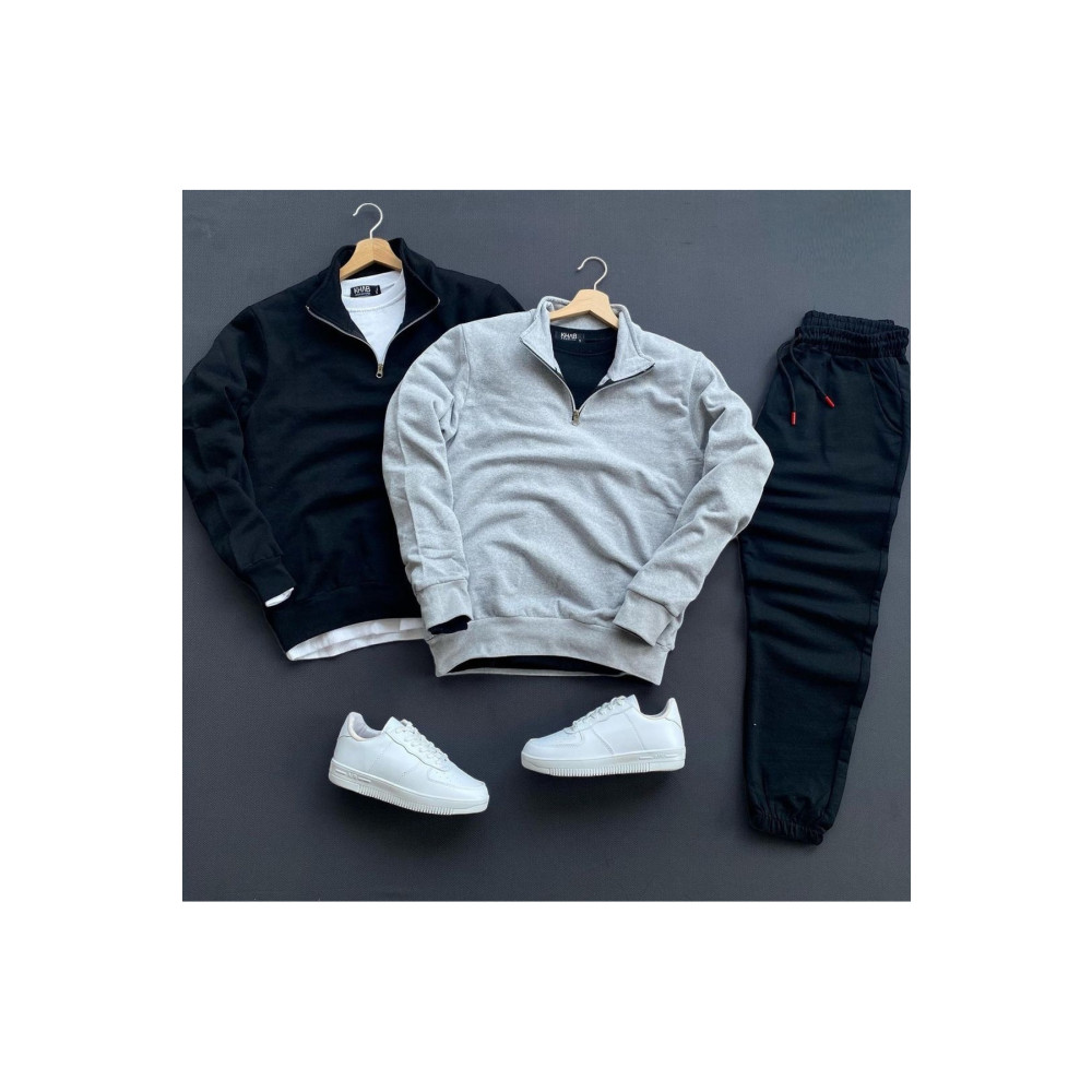 NewCabin kombin Yarım Fermuarlı Pamuklu Siyah Sweat-pamuklu Siyah Eşofman Altı Takım Alt Üst 3 S Beden Bayan Sweatshirt Fiyatı