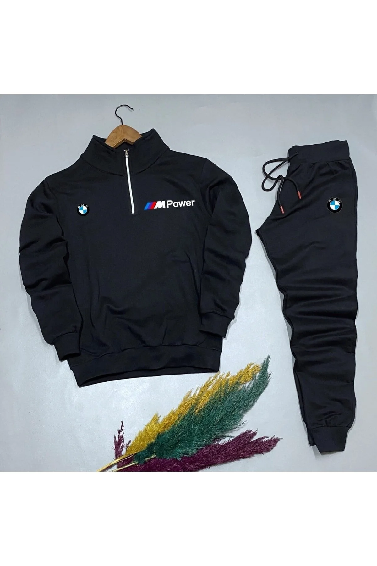 NewCabin Yarım Fermuarlı Bmw Baskılı Pamuklu Siyah Sweat-pamuklu Siyah Eşofman Altı Takım Alt Üst 2li M Beden" Kadın Giyim Fiyatı
