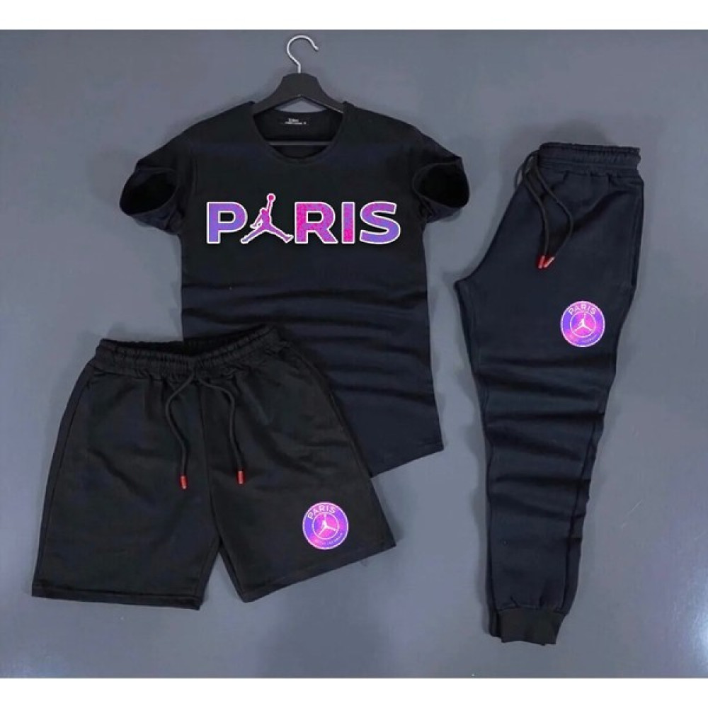 Newcabin.35 Yeni Sezon Paris Baskılı Trend 3’lü Tişört-Eşofman-Şort Slim Fit Takım Alt Üst Erkek Eşofman Fiyatı