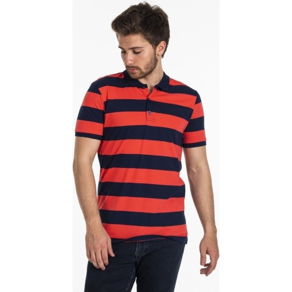 Newear Kırmızı Siyah Çizgili Polo Yaka Erkek Tişört Son Moda Erkek Çocuk T-shirt Fiyatı