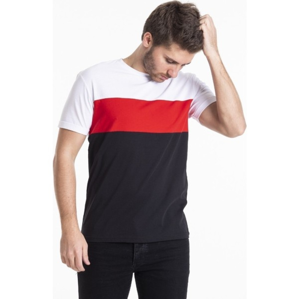 Newear Kısa Kollu Panelli Beyaz Erkek Tişört Son Moda Giyim T-Shirt Erkek Çocuk T-shirt Fiyatı