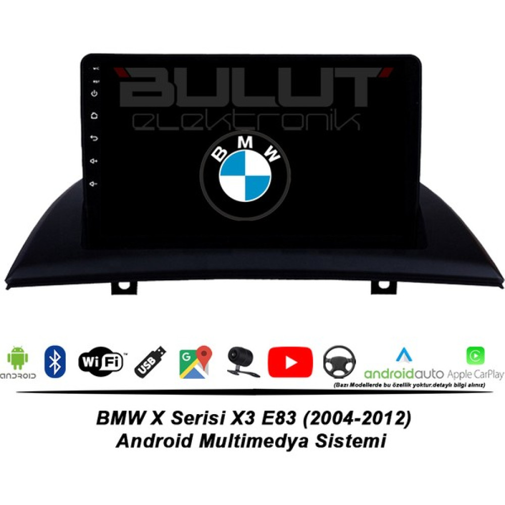 Newfron Bmw x Serisi X3 E83 Android Multimedya Sistemi (2004-2012) 3 GB Ram 32 GB Hafıza 4 Çekirdek Iphone Carplay Android Auto Newfron Navera Oto Görüntü Sistemleri Fiyatı