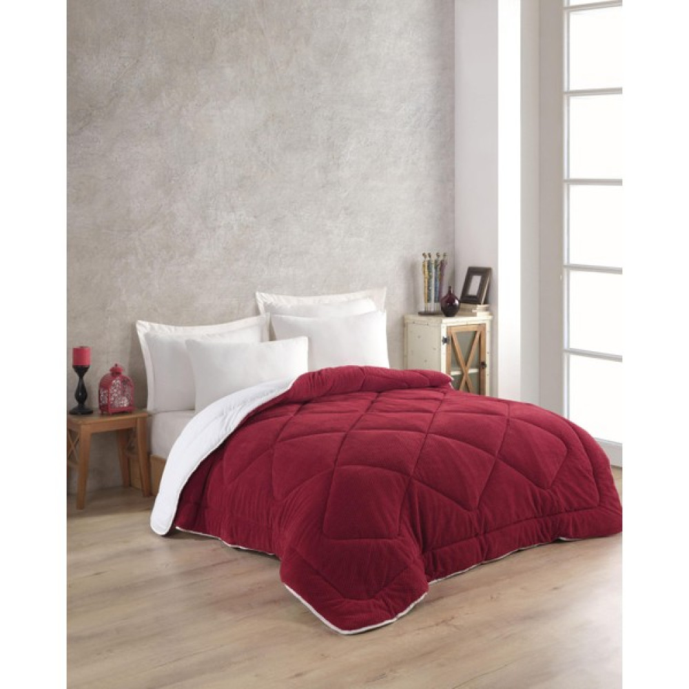 Newhome Puffy Bordo-Krem Lux Uyku Seti Çift Kişilik 6 Parça Welsoft- Ranforce (Lastikli Çarşaflı) - Bordo Yatak Seti / Uyku Seti Fiyatı