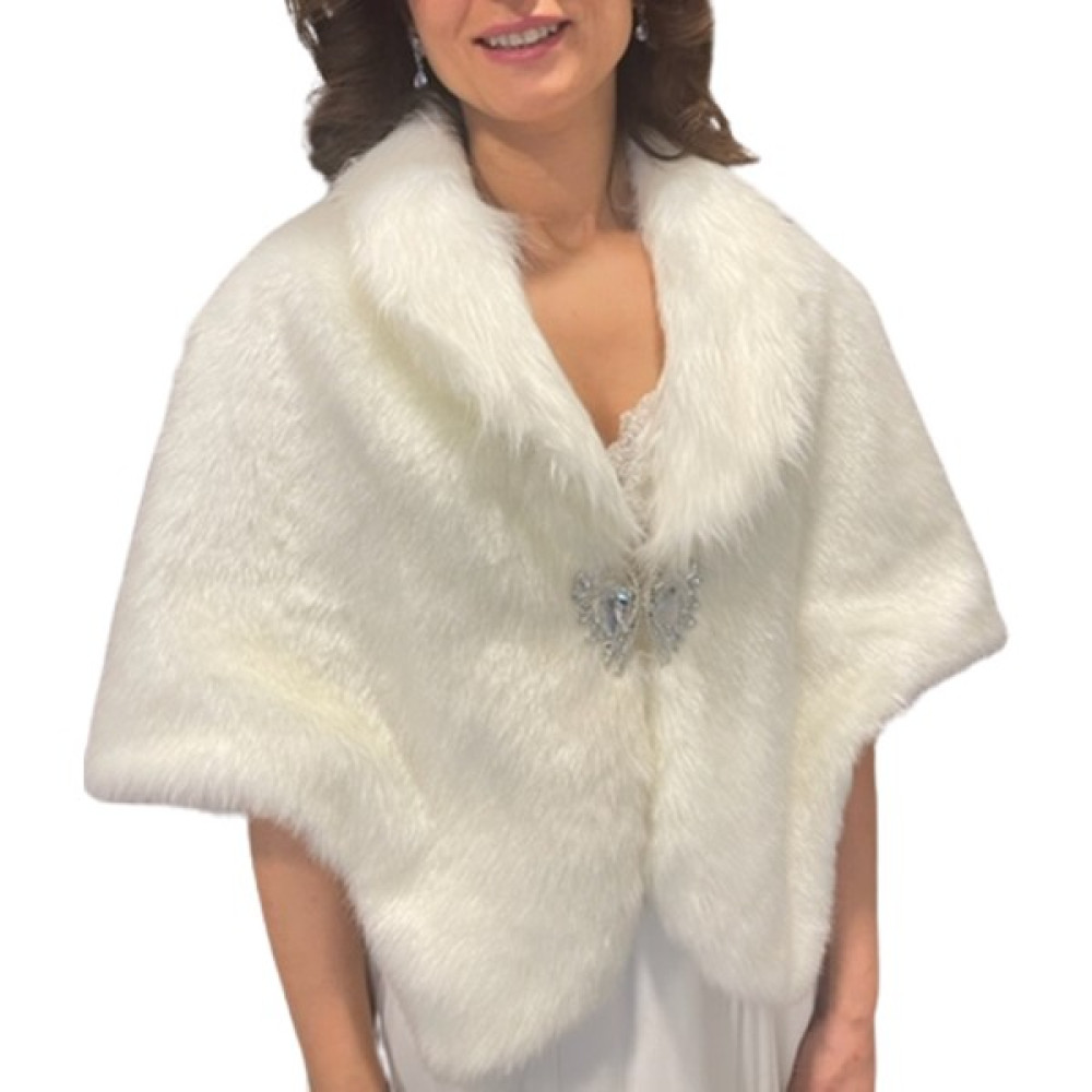 Newin Style Beyaz Elmas Detaylı Broşa Sahip Gelinlik Şal Etol Kürk Gelin Bolero Gelinlik Fiyatı