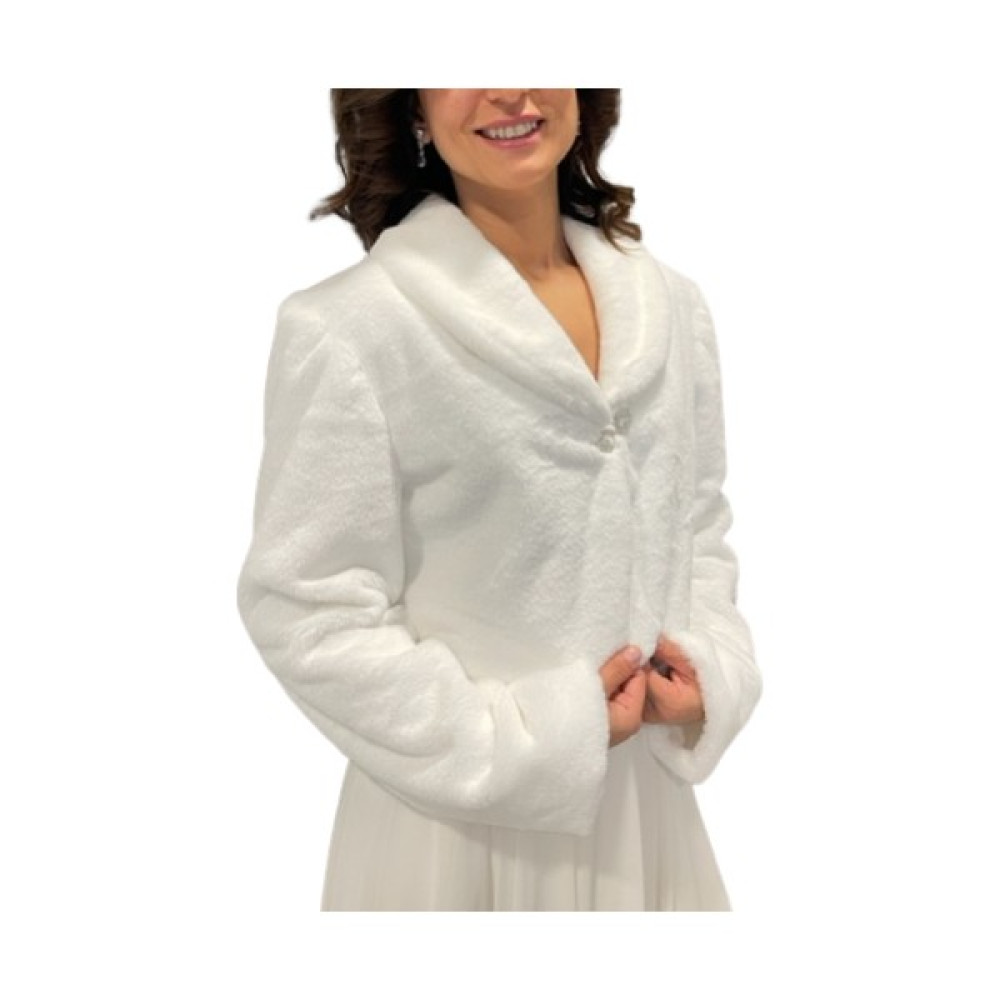 Newin Style Beyaz Gelinlik Model Taş Broşlu Gelin Kürk Etol Bolero M1 Gelinlik Fiyatı