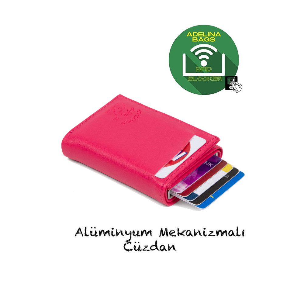 Newish Adelina Fuşya Nova Deri Mekanizmalı Otomatik Kızaklı Kartlık Cüzdan (7X10CM) Unisex Kartlık Fiyatı