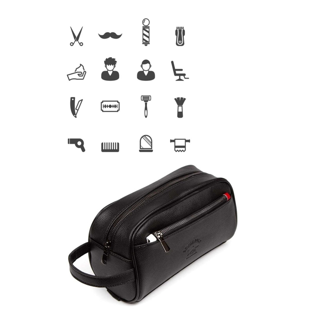 NEWISH POLO ACCESSORIES Erkek Siyah Vegan Deri Kişisel Traş Kozmetik Clutch Çanta Seyehat Bakım El Çantası Bayan Çanta ve Cüzdan Fiyatı