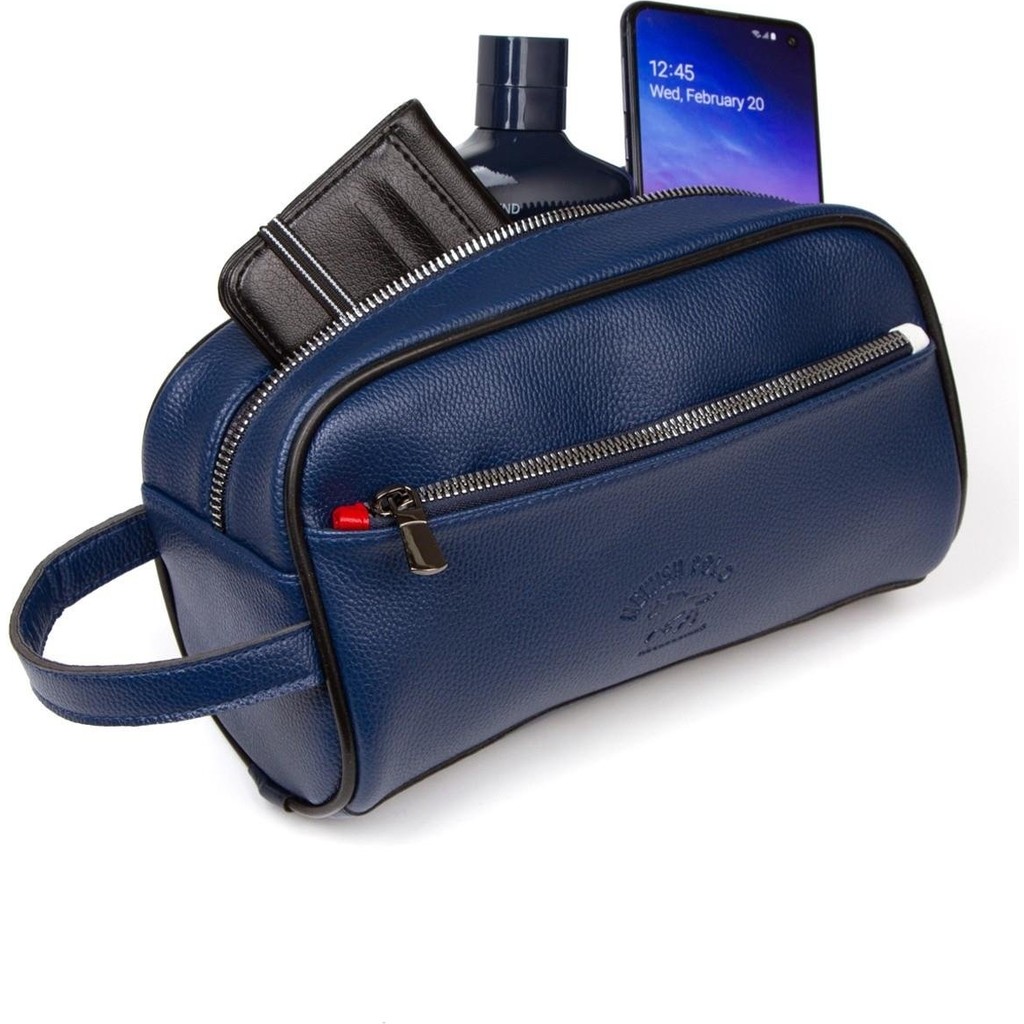 Newish Polo Erkek Deri Portföy Clutch Traş Kozmetik Bakım Ve Günlük El Çantası (14X24CM) newpolo171 - Lacivert Erkek El Çantası Fiyatı
