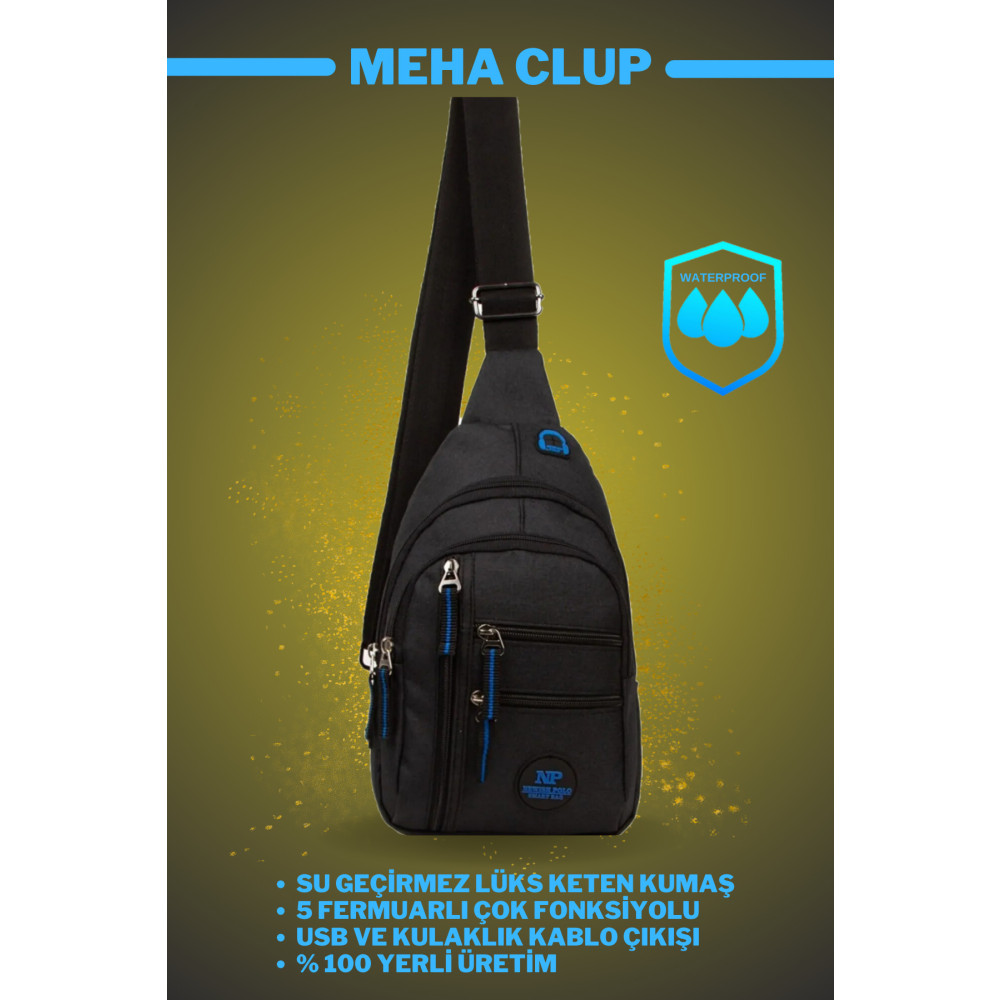 Newish Polo Meha Clup Keten Kumaş Kulaklı Ve Usb Çıkışlı Bel Omuz Çantası Body Bag Freebag Su Geçirmez (18X28CM) Tek Beden Beden Bayan Bel Çantası Fiyatı
