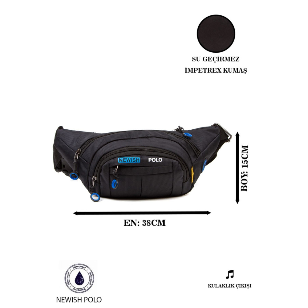 Newish Unisex Impertex Kumaş Kulaklık Çıkışlı Su Geçirmez Çapraz Omuz Ve Bel Çantası (GÜNLÜK KULANIM) Bayan Bel Çantası Fiyatı