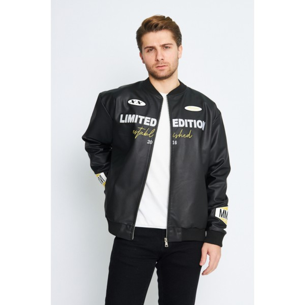NewLaker Oversize Deri Homme Nakış Işlemeli Bomber Ceket Mont (Outdoor) Fiyatı