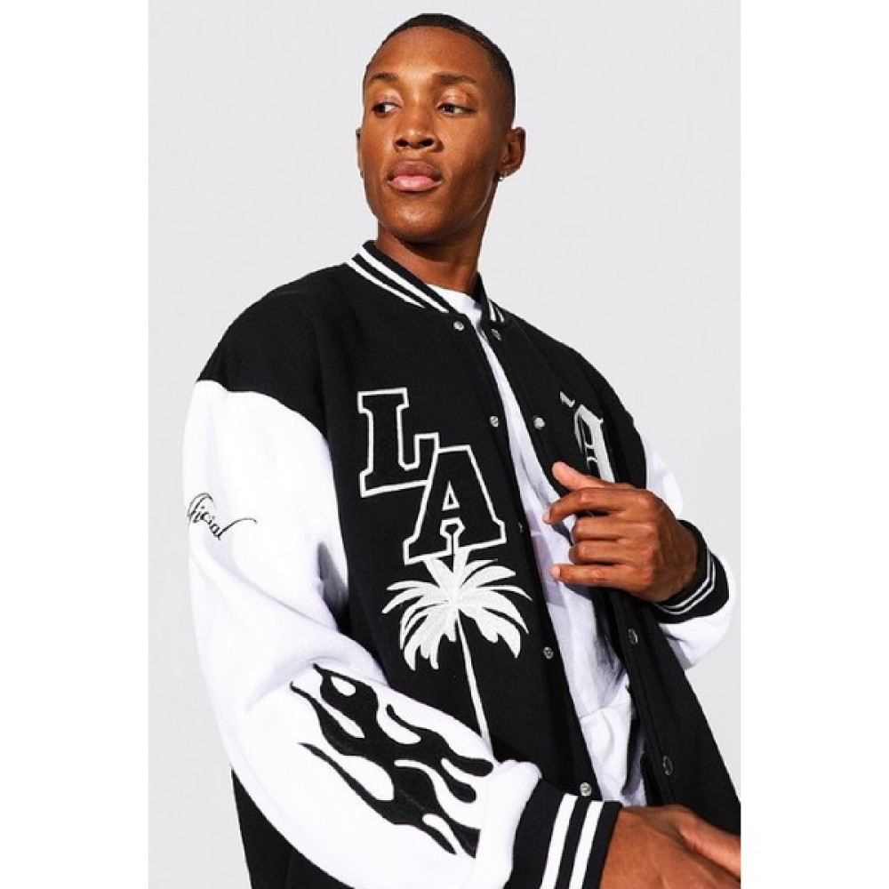NewLaker Unisex Oversize Siyah Los Angeles Nakiş Işlemeli Bomber Kolej Ceket Erkek Ceket Fiyatı