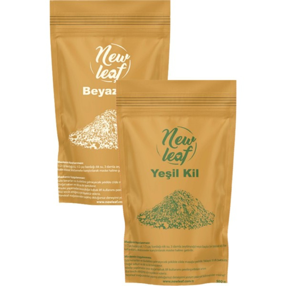 Newleaf Yeşil Kil ve Beyaz Kil Doğal Yüz Maskesi (500 gr x2 Adet) Maskeler Fiyatı
