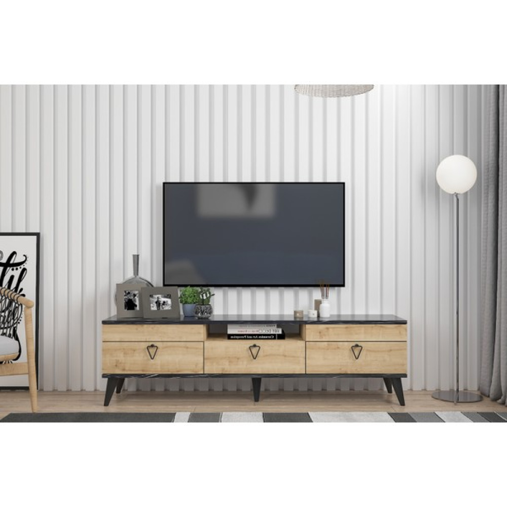Newline Mobilya Arora Tv Ünitesi 160 cm Bendir Mermer-Safir Meşe - Bendir Mermer - Safir Meşe Tv Ünitesi / Sehpası Fiyatı