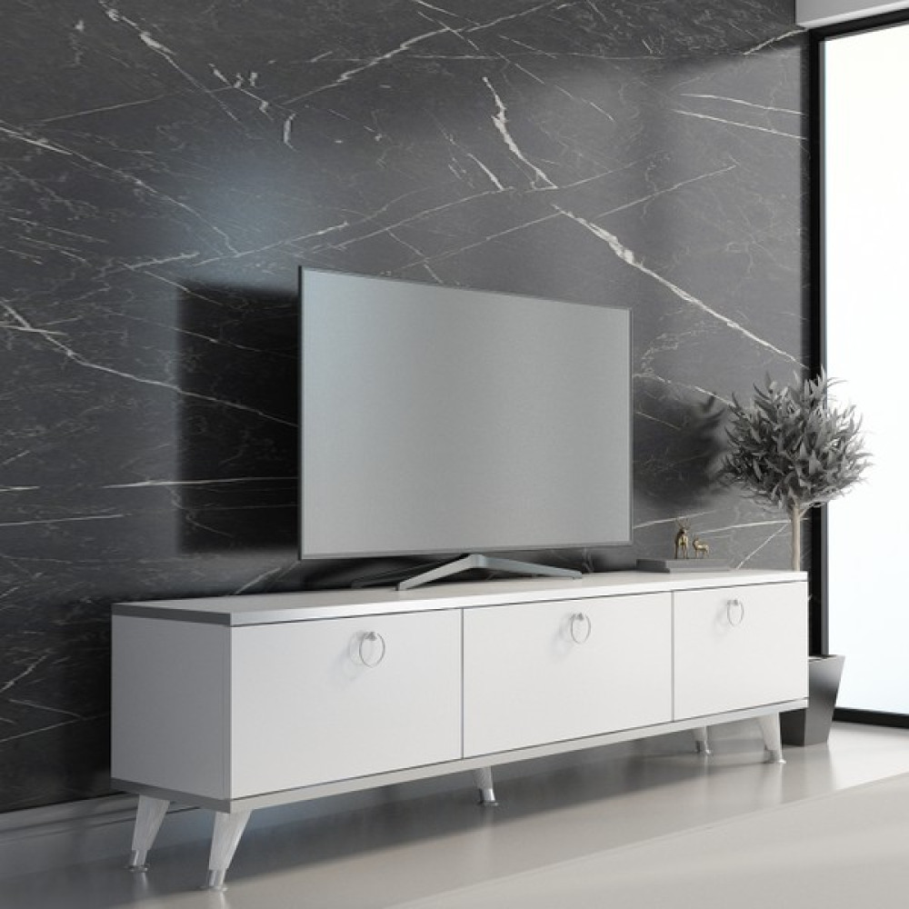 Newline Mobilya Beyaz Gümüş Elite Gold Tv Ünitesi 180 cm Z2001 - Beyaz - Gümüş Tv Ünitesi / Sehpası Fiyatı