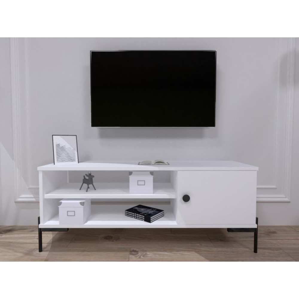 Newline Mobilya Blair Tv Ünitesi/demir Ayaklı 120 Cm-Beyaz - Beyaz Tv Ünitesi / Sehpası Fiyatı