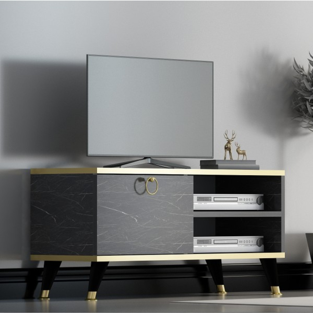Newline Mobilya Gold Sweet Tv Ünitesi Siyah Mermer 90 cm Tv Ünitesi / Sehpası Fiyatı