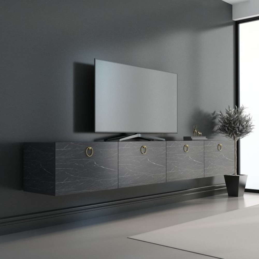 Newline Mobilya Hamper Tv Ünitesi Bendır Mermer 180 cm - Bendir Mermer Tv Ünitesi / Sehpası Fiyatı
