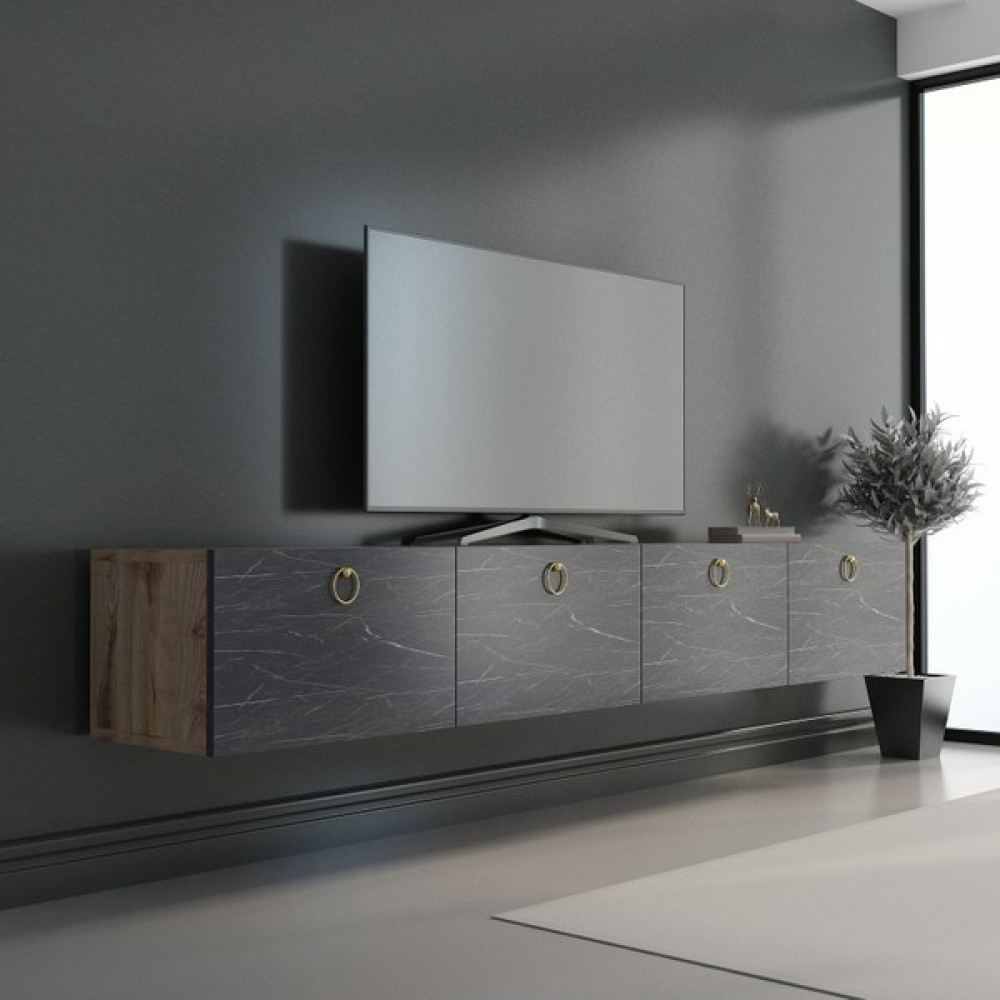 Newline Mobilya Hamper Tv Ünitesi Çırağan - Bendır Mermer Gold 180 cm - Çırağan - Bendir Mermer Tv Ünitesi / Sehpası Fiyatı