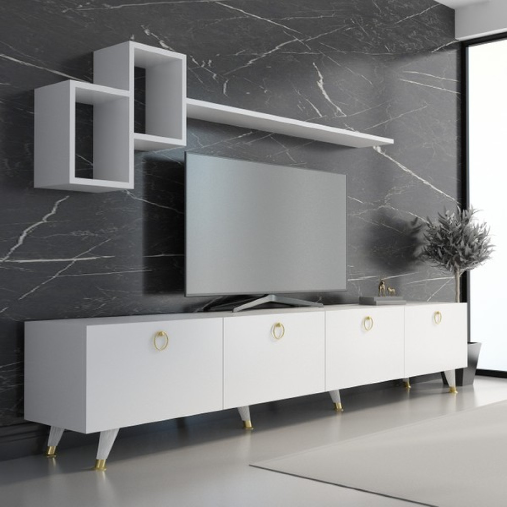 Newline Mobilya Meer Gold Tv Ünitesi 210 cm Beyaz Tv Ünitesi / Sehpası Fiyatı
