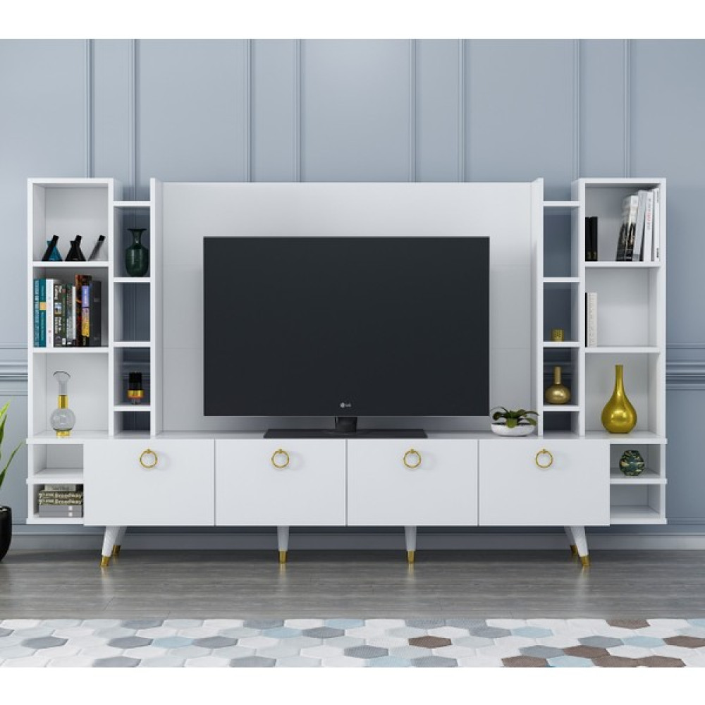 Newline Mobilya Pastel X2125 Parlak Beyaz 220 cm Tv Ünitesi / Sehpası Fiyatı