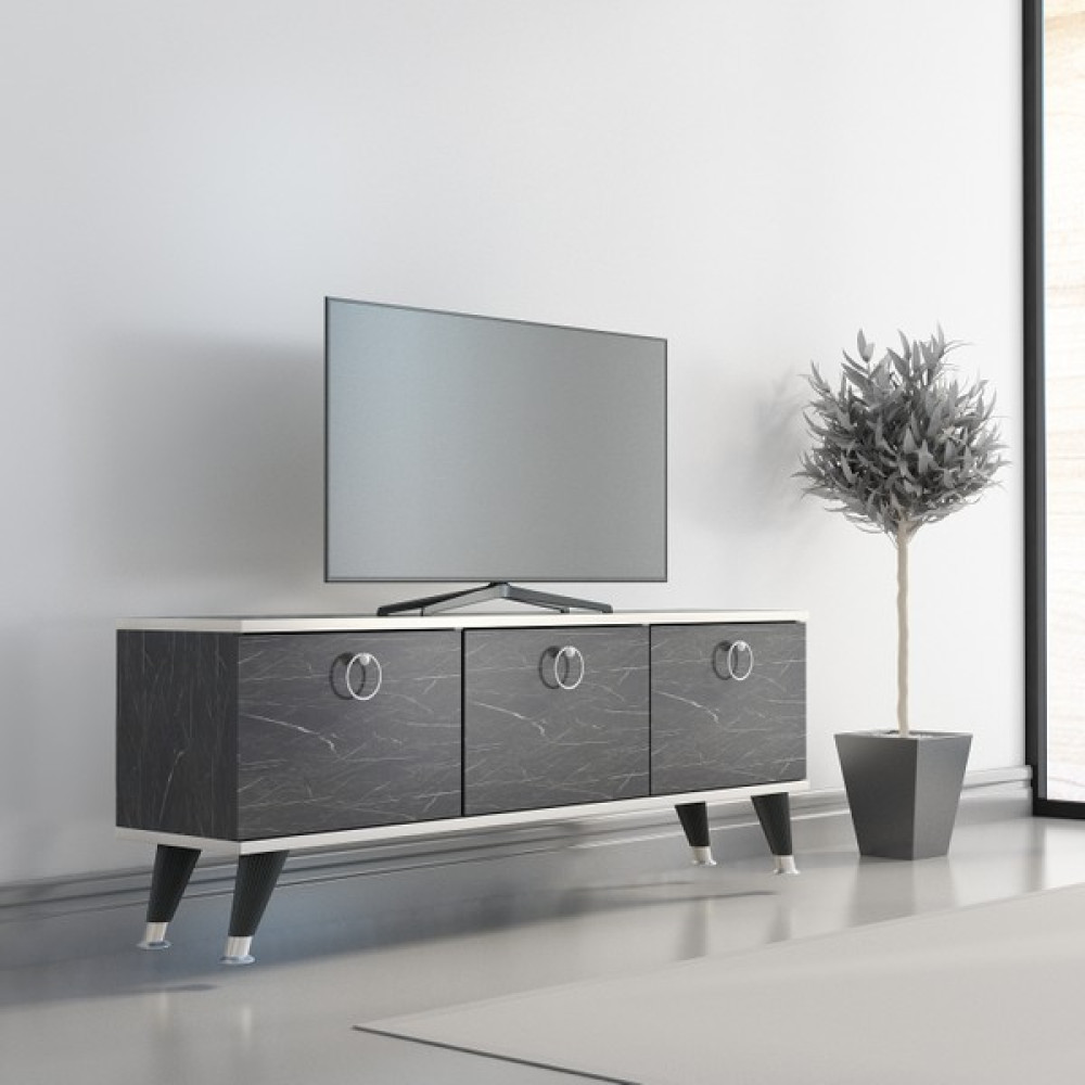 Newline Mobilya Sandra Tv Ünitesi Royal Mermer - Gümüş 130 cm - Royal Mermer - Gümüş Tv Ünitesi / Sehpası Fiyatı