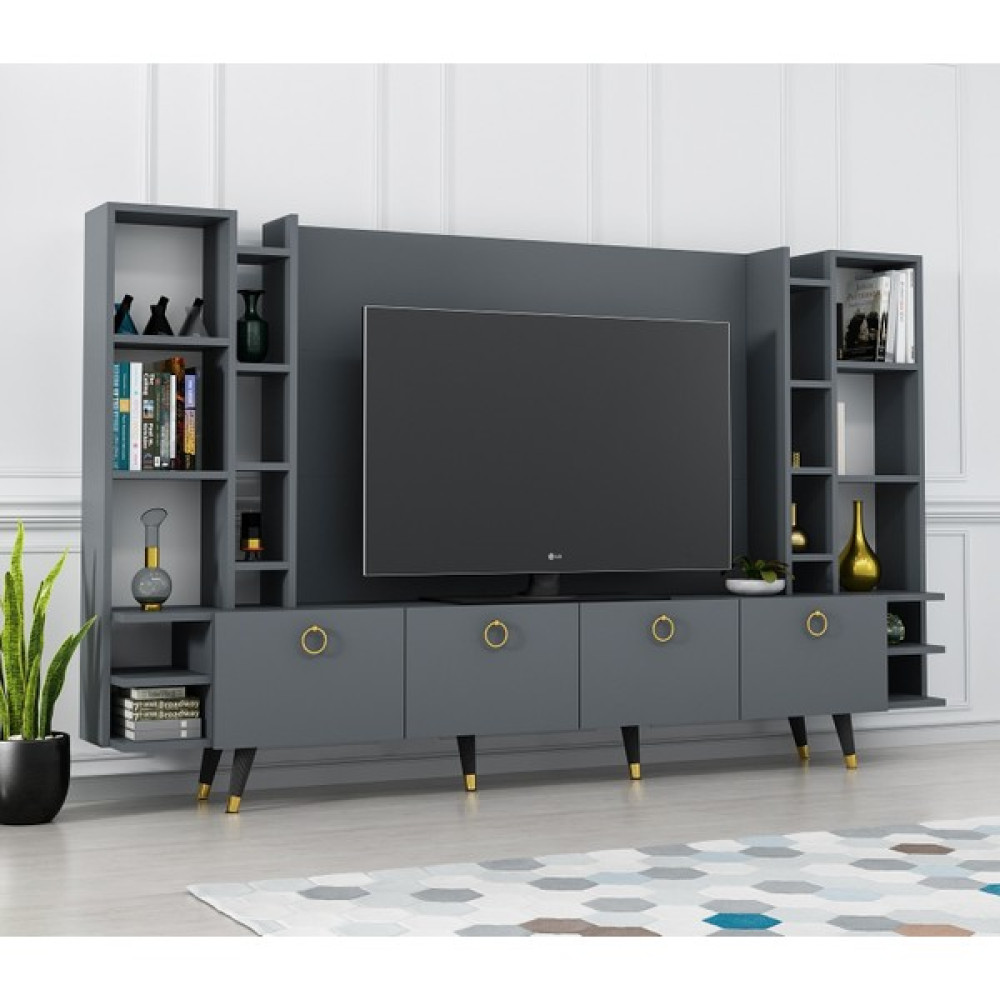 Newline Mobilya X2125 Pastel Tv Ünitesi Antrasit Renk 220 cm Tv Ünitesi / Sehpası Fiyatı