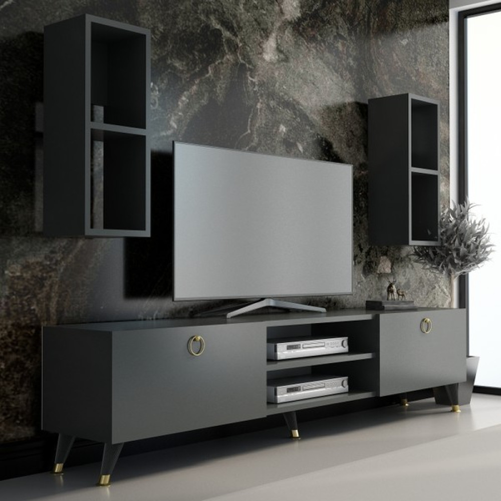 Newline Mobilya X2136 Gold Tv Ünitesi Antrasit - Koyu Gri Tv Ünitesi / Sehpası Fiyatı