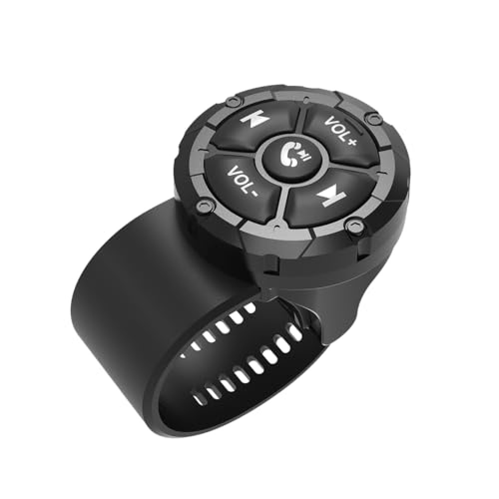 NEWNEWLIU Bluetooth Media Button Remote,Adjustable Direction Waterproof Wireless Music Controller for Car Bike Motorbike,Steering Wheel Control Button Compatible for iPhone/Android Device Black ﻿