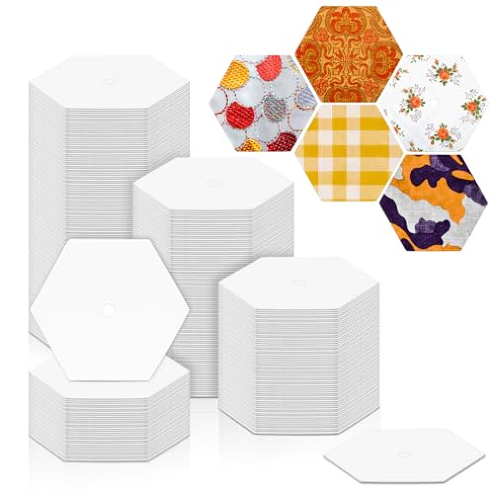 Neworkg 500 PCS Paper Piecing 1", Hexagon Quilting Templates for DIY Patchwork Crafts and Sewing Supplies