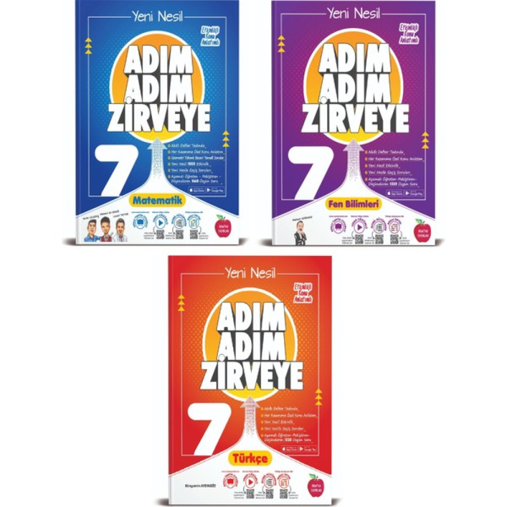 Newton Yayınları 7. Sınıf Matematik+Fen+Türkçe Adım Adım Zirveye Soru Bankası 3 Kitap (Ciltli) Tüm Dersler Fiyatı