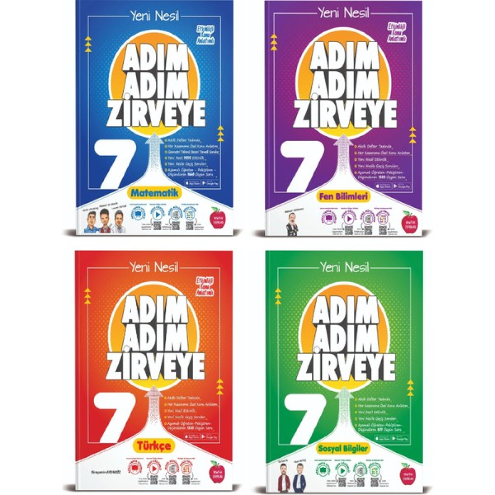 Newton Yayınları 7. Sınıf Matematik+Fen+Türkçe+Sosyal Adım Adım Zirveye Soru Bankası 4 Kitap (Ciltli) Tüm Dersler Fiyatı