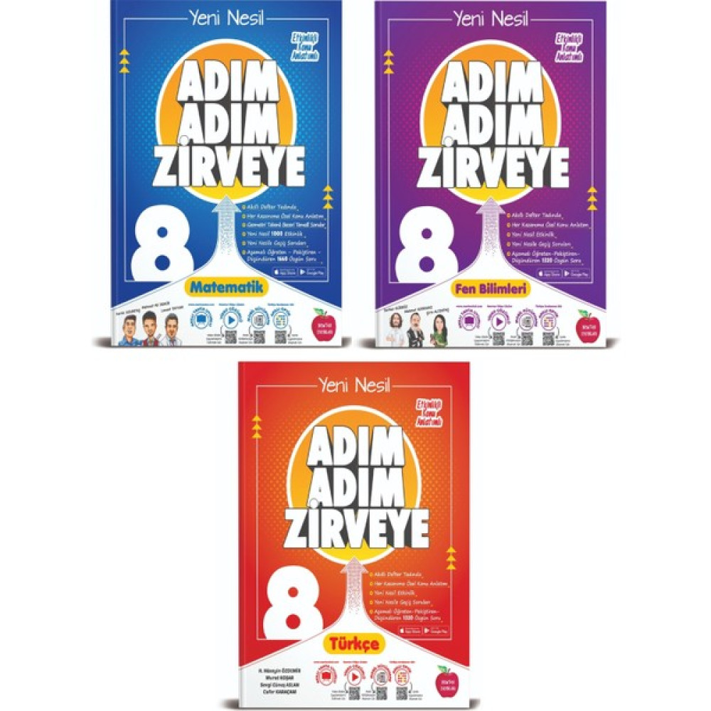 Newton Yayınları 8. Sınıf Matematik+Fen+Türkçe Adım Adım Zirveye Soru Bankası 3 Kitap (Ciltli) Tüm Dersler Fiyatı