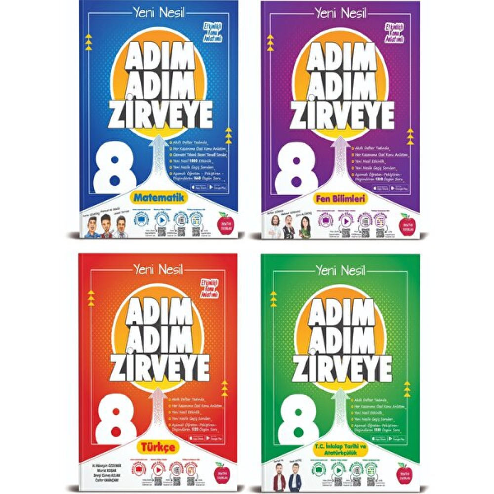 Newton Yayınları 8. Sınıf Matematik+Fen+Türkçe+Inkılap Tarihi Adım Adım Zirveye Soru Bankası 4 Kitap (Ciltli) Tüm Dersler Fiyatı