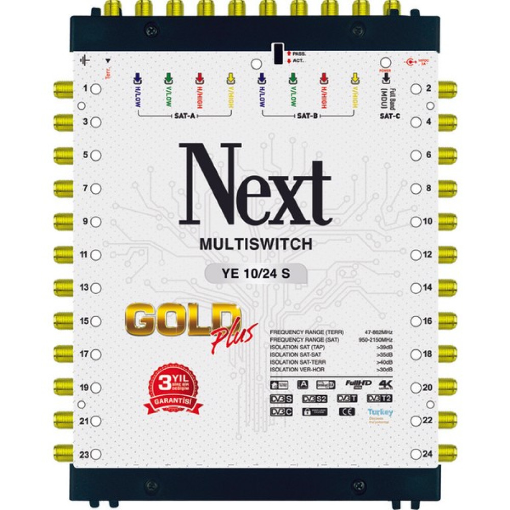 Next 10/24 Sonlu Gold Plus Multiswitch Uydu Santrali Uydu Alıcısı Aksesuarları Fiyatı
