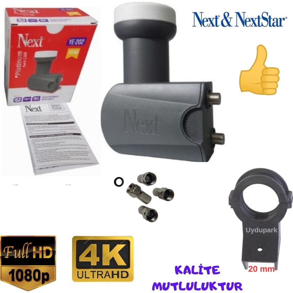 Next 2'Li İki Çıkışlı Çanak Anten Lnb'si+20 mm Lnb Kelepçesi+4 Adet Contalı Konnektör Diğer Fiyatı