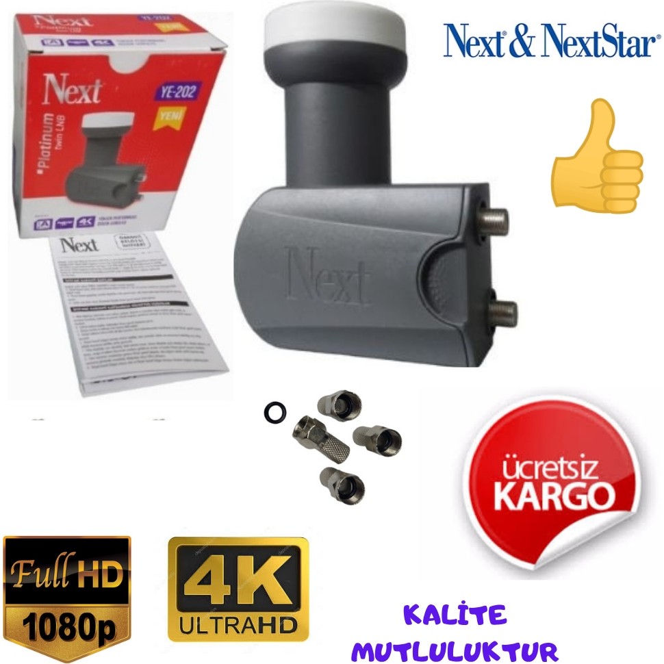 Next 2'Li İki Çıkışlı Lnb 4K Full Hd+ 4 Adet Contalı Konnektör Diğer Fiyatı