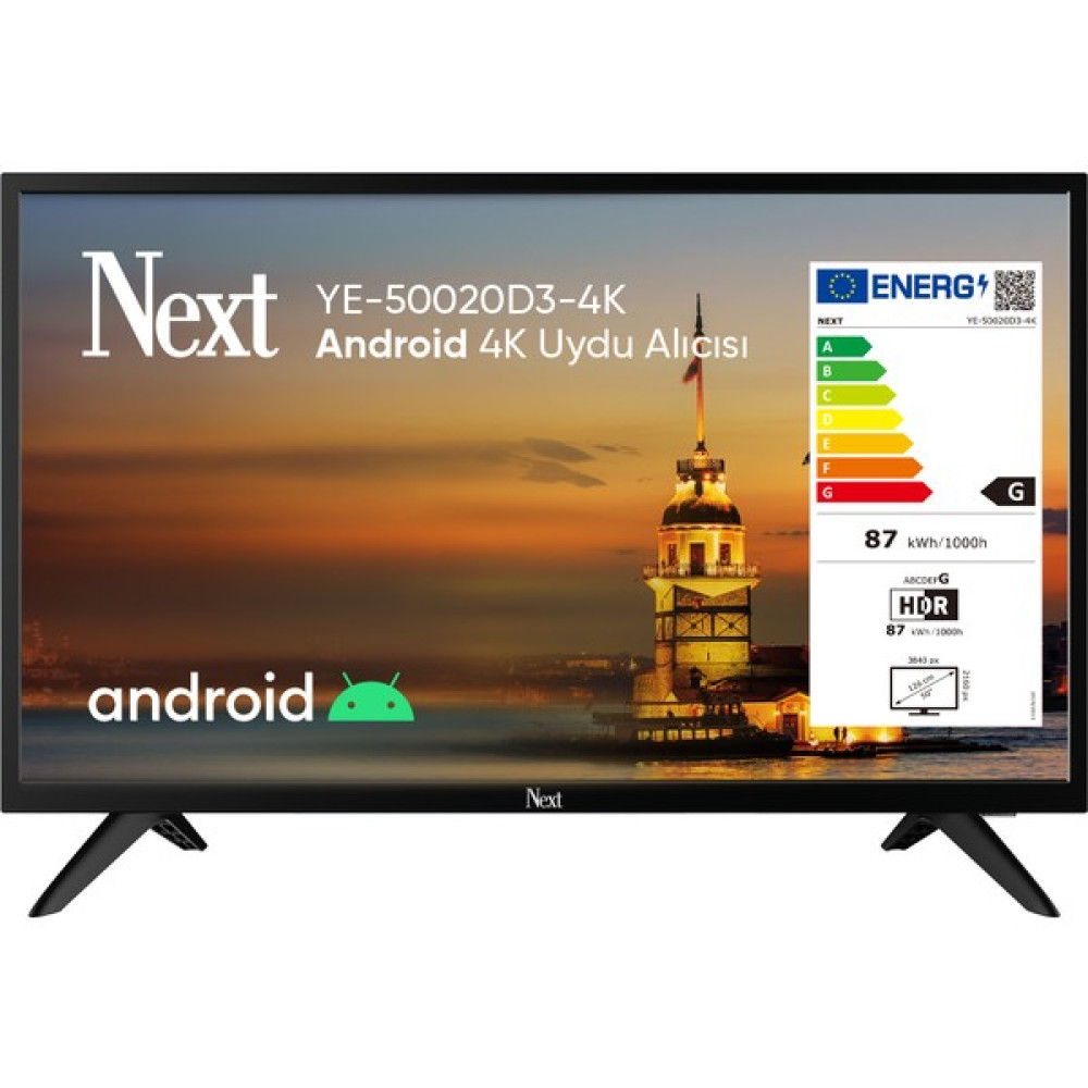 Next 50020D3 50" 127 Ekran Uydu Alıcılı 4K Ultra HD Android Smart LED TV Televizyonlar Fiyatı
